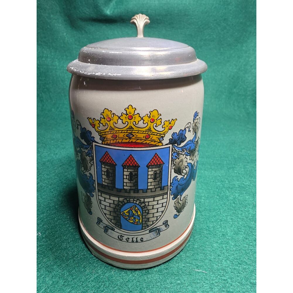 ANTIQUE GERZ WEST GERMAN BEER STEIN RARE HANDPAINTED WITH GOLD